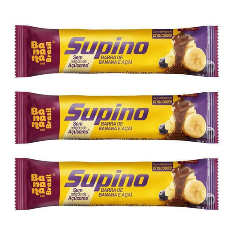Banana Brasil Supino Zero - Banana e Açaí - 3x24g