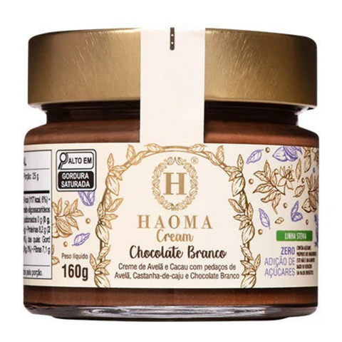 Cream Chocolate Branco Avelã Haoma Linha Stevia 160g