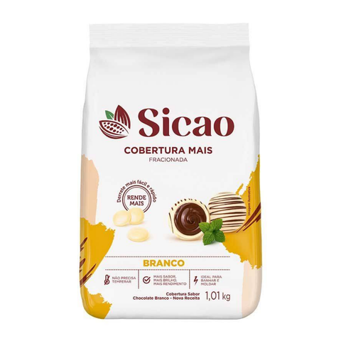 Chocolate Cobertura Fracionada Mais Sabor Chocolate Branco 1,01kg SICAO