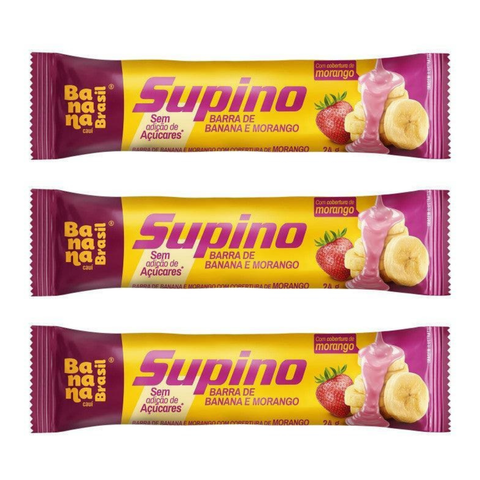 Banana Brasil Supino Zero - Banana e Morango - 3x24g