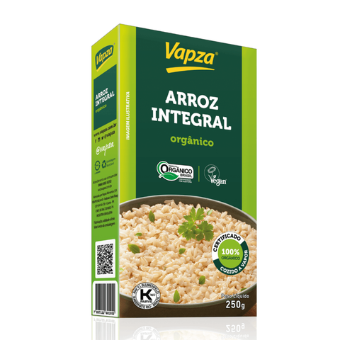 Arroz Integral Orgânico Caixa/Vácuo 250g Linha Orgânicos Vapza