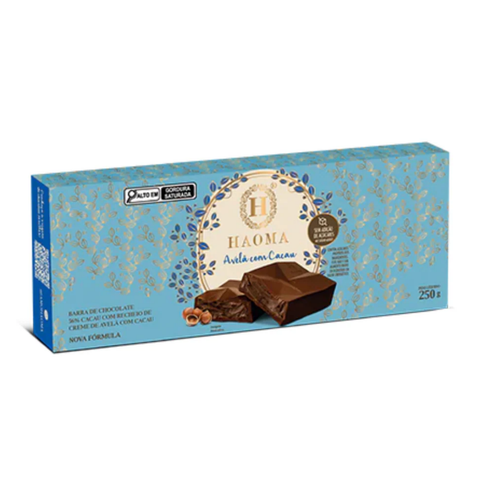 Barra Chocolate Avelã Linha Stevia 250g Haoma