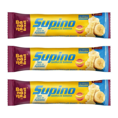 Banana Brasil Supino Zero - Banana e Chocolate Branco - 3x24g