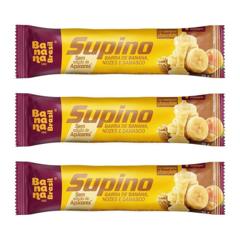 Banana Brasil Supino Zero - Banana, Nozes e Damasco - 3x24g