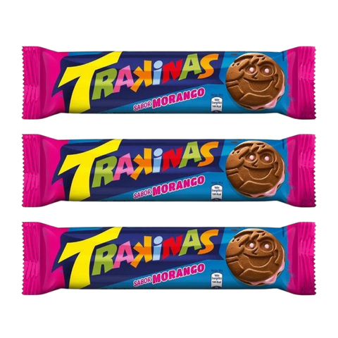 Biscoito Trakinas Recheado Morango 3 x 126g 378G