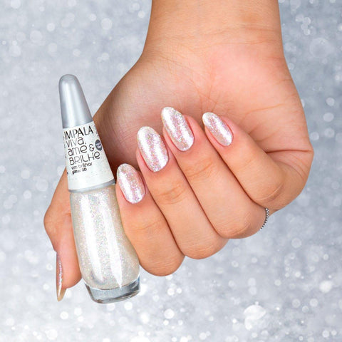 Esmalte Impala Coleção Viva, Ame e Brilhe Glitter 3D