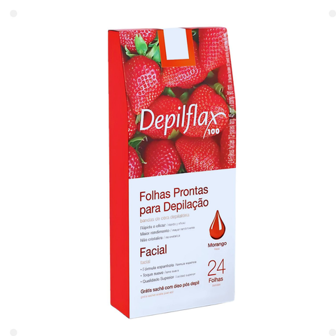 Depilflax Folhas Prontas Facial Morango c/24