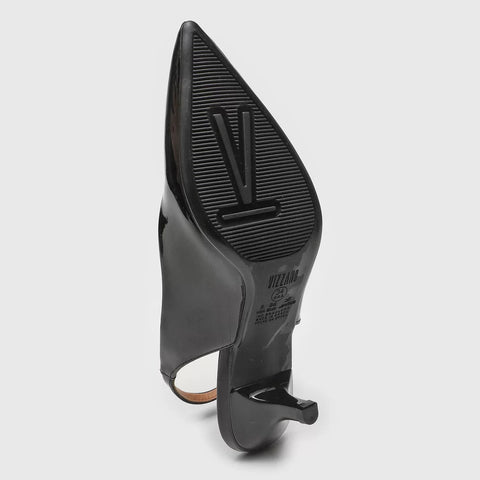Scarpin Slingback Vizzano 1122-806 Salto Baixo Verniz Preto