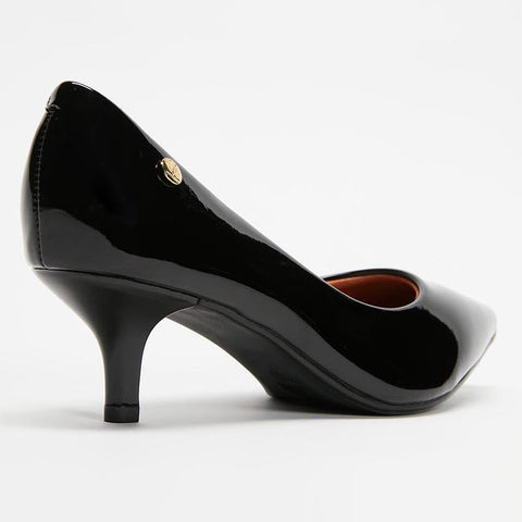 Scarpin Vizzano 1122-828 Salto Baixo Bico Fino Verniz Preto