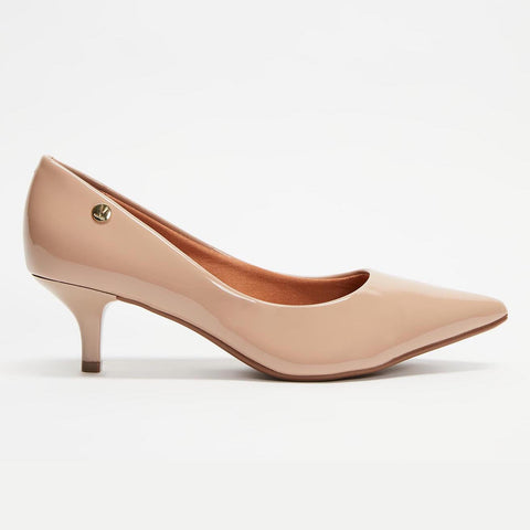 Scarpin Vizzano 1122-828 Salto Baixo Bico Fino Verniz Bege