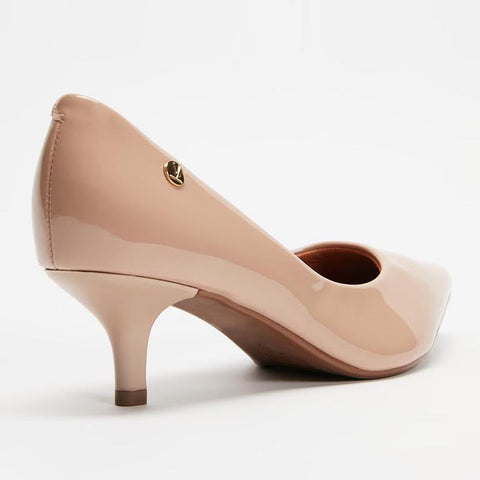 Scarpin Vizzano 1122-828 Salto Baixo Bico Fino Verniz Bege
