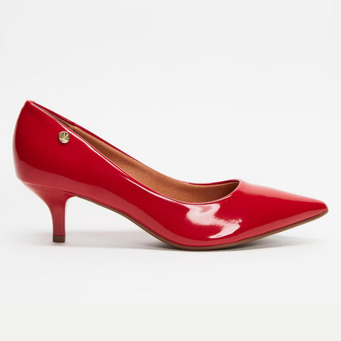 Scarpin Vizzano 1122-828 Salto Baixo Bico Fino Verniz Vermelho
