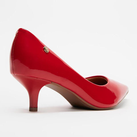 Scarpin Vizzano 1122-828 Salto Baixo Bico Fino Verniz Vermelho