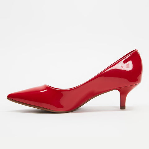 Scarpin Vizzano 1122-828 Salto Baixo Bico Fino Verniz Vermelho