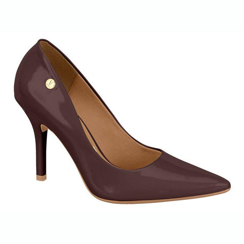 Scarpin Vizzano 1184-1101 Bico Fino Salto Alto Verniz Cacau