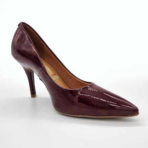 Scarpin Vizzano 1184-1101 Bico Fino Salto Alto Verniz Vinho