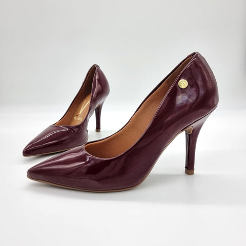 Scarpin Vizzano 1184-1101 Bico Fino Salto Alto Verniz Vinho