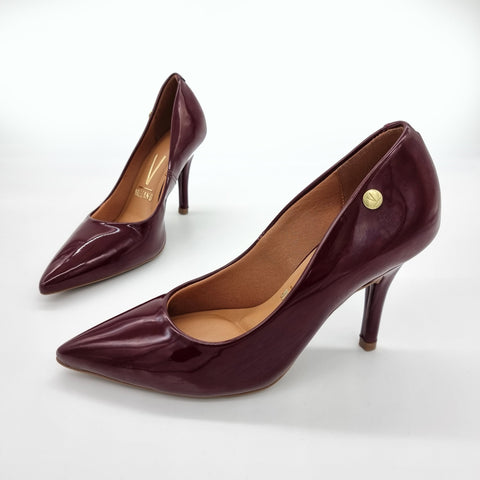 Scarpin Vizzano 1184-1101 Bico Fino Salto Alto Verniz Vinho