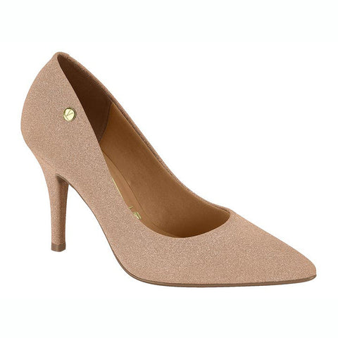 Scarpin Vizzano 1184-1101 Bico Fino Salto Alto Glitter Ouro Rosé