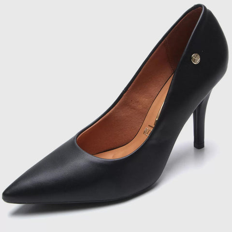Scarpin Vizzano 1184-1101 Bico Fino Salto Alto Napa Preto