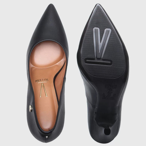 Scarpin Vizzano 1184-1101 Bico Fino Salto Alto Napa Preto