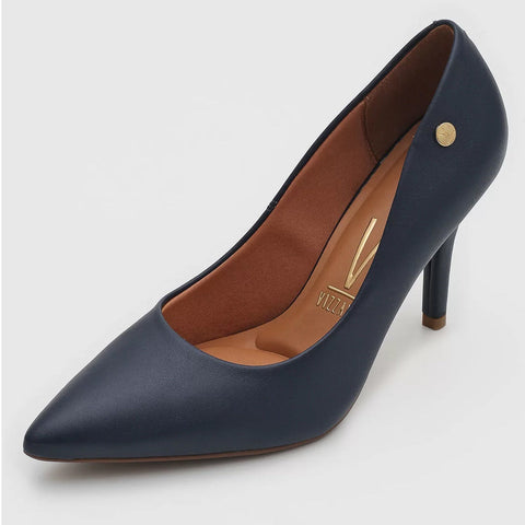 Scarpin Vizzano 1184-1101 Bico Fino Salto Alto Napa Azul-marinho