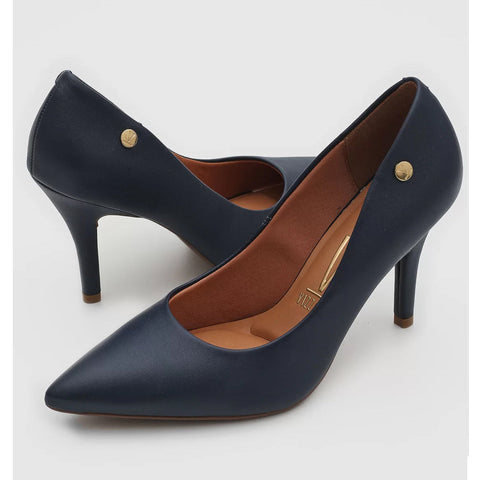 Scarpin Vizzano 1184-1101 Bico Fino Salto Alto Napa Azul-marinho
