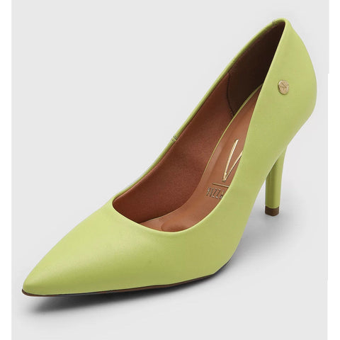 Scarpin Vizzano 1184-1101 Bico Fino Salto Alto Napa Verde Limão