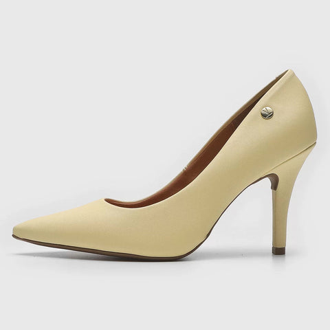 Scarpin Vizzano 1184-1101 Bico Fino Salto Alto Napa Amarelo Claro