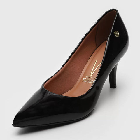 Scarpin Vizzano 1185-702 Bico Fino Preto Verniz