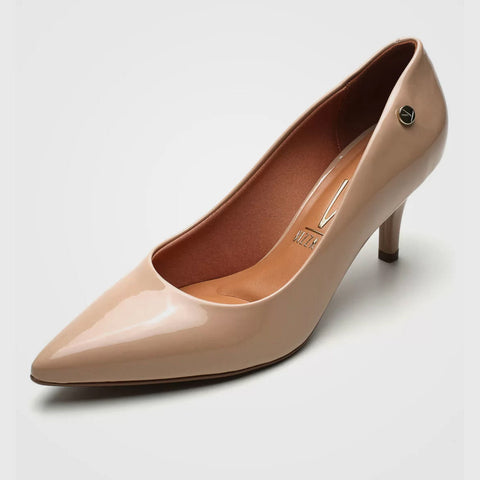 Scarpin Vizzano 1185-702 Bico Fino Bege Verniz