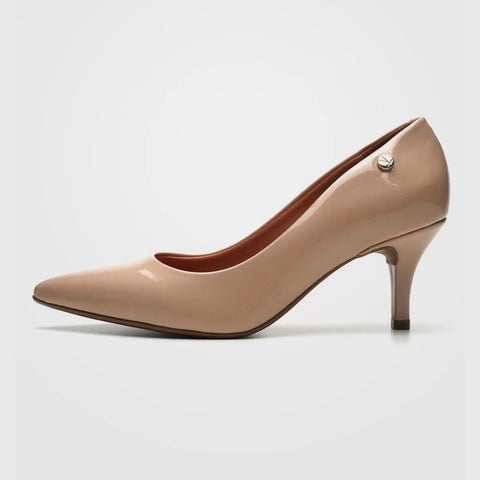 Scarpin Vizzano 1185-702 Bico Fino Bege Verniz
