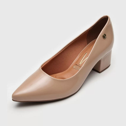 Scarpin Vizzano 1220-315 Salto Bloco Bege Verniz