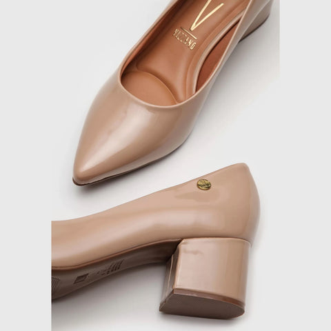 Scarpin Vizzano 1220-315 Salto Bloco Bege Verniz