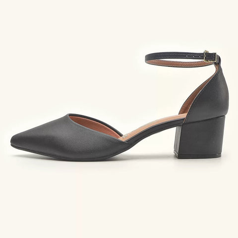 Scarpin Vizzano 1220-317 Salto Bloco com Tira no Tornozelo Preto