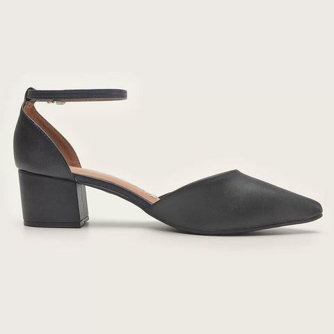 Scarpin Vizzano 1220-317 Salto Bloco com Tira no Tornozelo Preto