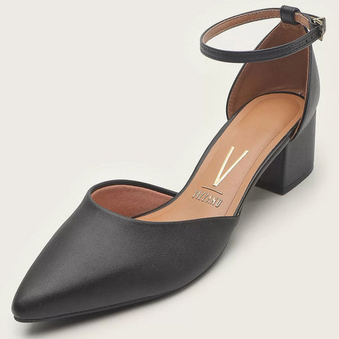Scarpin Vizzano 1220-317 Salto Bloco com Tira no Tornozelo Preto