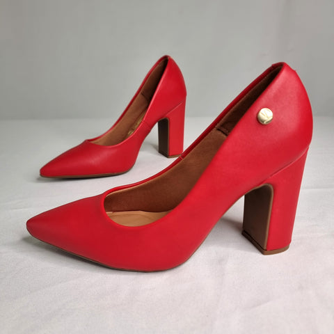 Scarpin Vizzano 1285-400 salto bloco bico fino Vermelho