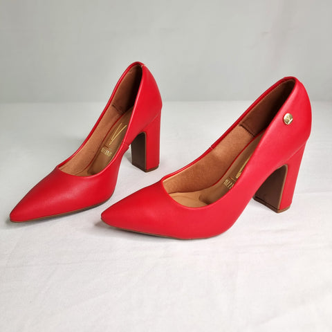 Scarpin Vizzano 1285-400 salto bloco bico fino Vermelho
