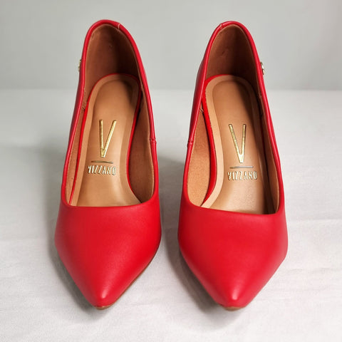 Scarpin Vizzano 1285-400 salto bloco bico fino Vermelho