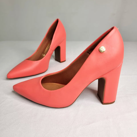 Scarpin Vizzano 1285-400 salto bloco bico fino Coral