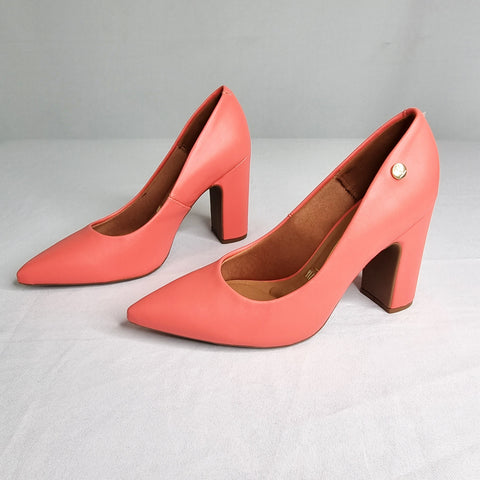 Scarpin Vizzano 1285-400 salto bloco bico fino Coral