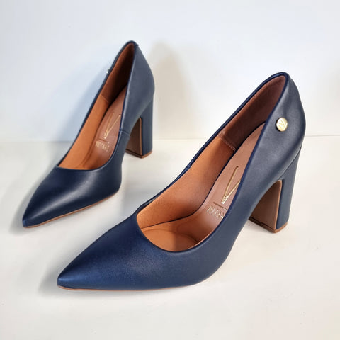 Scarpin Vizzano 1285-400 salto bloco bico fino Azul-marinho