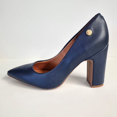 Scarpin Vizzano 1285-400 salto bloco bico fino Azul-marinho