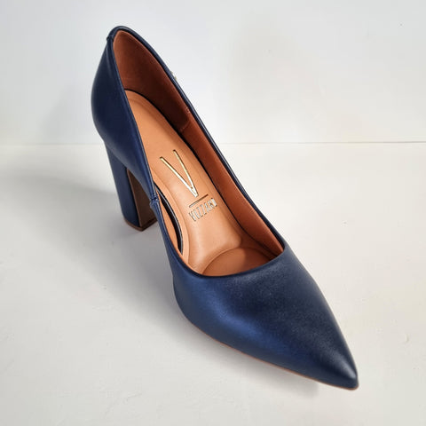 Scarpin Vizzano 1285-400 salto bloco bico fino Azul-marinho