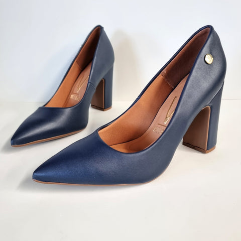 Scarpin Vizzano 1285-400 salto bloco bico fino Azul-marinho