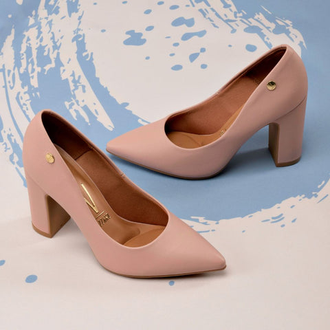 Scarpin Vizzano 1285-400 salto bloco bico fino Rosa Pastel