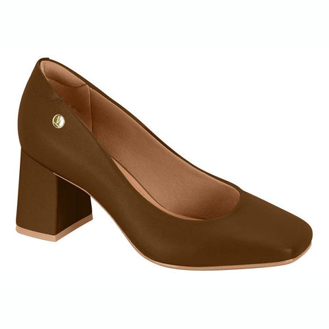 Scarpin Vizzano 1446-100 salto bloco bico quadrado Cappuccino