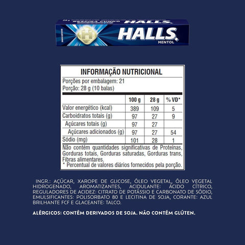 Drops Halls Mentol Caixa 21x28g