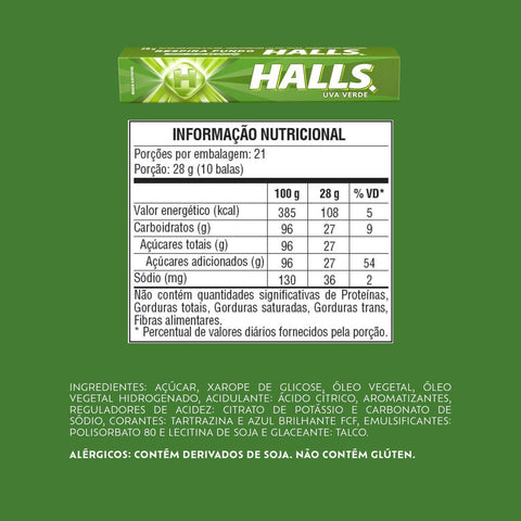Drops Halls Uva Verde Caixa  21x28g